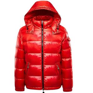 Vente chaude en gros hiver chaud épais léger à capuche rouge brillant toile doudoune bouffante bouffée imperméable coupe-vent respirant - Product Image 1