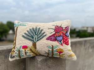 Handcrafted Seed Beads Embroidered <b>Cushion</b> <b>Cover</b> for Living Room Unique Design Beaded Embroidered <b>Cushion</b> <b>Cover</b> for Home Decor - Product Image 2