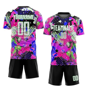 Uniforme d'équipe haute pour hommes, maillots de football à manches courtes, numéro de nom, ensembles de l'équipe de France 100% polyester, technique de coupe automatisée - Product Image 1