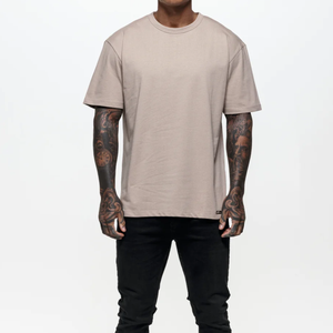 T-shirt surdimensionné à épaules tombantes en gros, personnalisé, imprimé de haute qualité, couleur unie, pour homme, été, en coton et fibre de bambou - Product Image 1