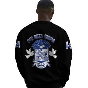 Phi Beta Sigma 1914 Suéter de punto acrílico Premium Azul Blanco Chenille Letras griegas Sigma Beta Fraternidad Suéter - Product Image 6