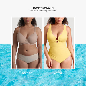 Groothandel Dames Vormende Badpak met Padding Mooie Mesh Eco Voering Gerimpeld Slip Badpak Plus Size - Product Image 4