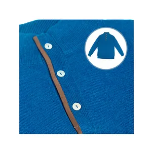 버튼 업 칼라 장식 남성 가죽 트림 T 넥 스웨터 무료 샘플 네팔 제조 업체에서 구매