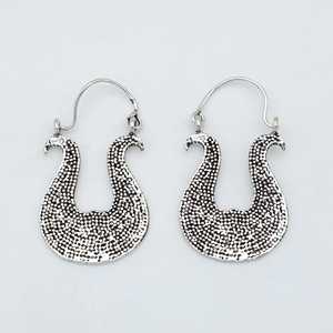 Tribal Brass Earrings Women <b>Boho</b> Hoop Jewelry Silver Plated Ethnic Geometric Dot Wholesale - Product Image 3