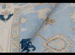 NOEUDS RUG bleu crème haute qualité noué à la main moderne Oushak tapis 5x7 pour salon hôtels chambre à coucher tapis brodé - Product Image 2