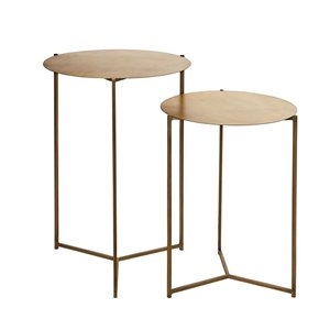 Mesa auxiliar de hierro dorado con tapa redonda Mesa de bandeja de diseño moderno en muebles de metal de hierro Suministros de mesa de acento - Product Image 1