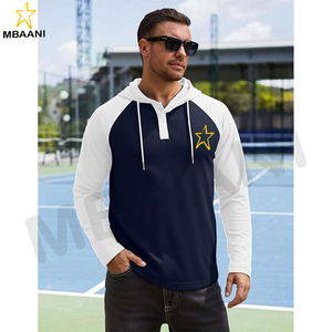 เสื้อฮู้ดผู้ชายแขนยาวลำลองสไตล์สปอร์ตแฟชั่นแบบสวม มีฮู้ด คอเสื้อตัดสี พร้อมเชือกผูก - Product Image 2