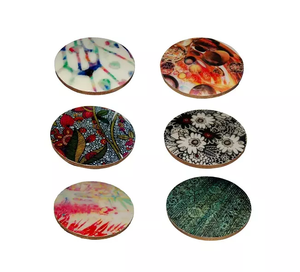 Couverts en résine et en bois émaillés de luxe de style moderne, tapis pour tasses à thé, tampons de toutes tailles ciblés pour la vaisselle domestique en verre - Product Image 6