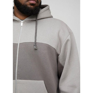 Sweat à capuche long et ample MOVATEXTILE Basics 2025, dernier design, gris, avec poche kangourou et fermeture éclair, en coton mélangé personnalisé - Product Image 5