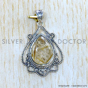 Elegante colgante de piedras preciosas en plata de ley 925 y joyería de plata de ley - Product Image 2