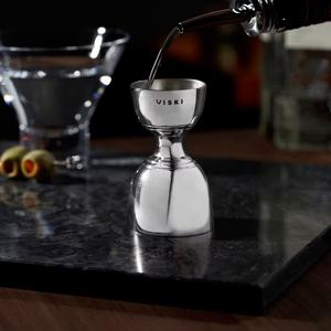 Jigger à double face en acier inoxydable, outil de mesure de précision pour cocktails avec marquages gravés en oz et ml pour la mixologie - Product Image 5