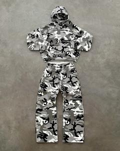 Sudadera con capucha de camuflaje de vaca Vintage, conjunto de dos piezas, ropa deportiva, sudadera de gran tamaño de camuflaje táctico para hombre, pantalones informales - Product Image 1