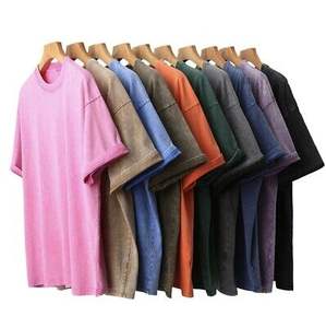 100% coton lavé à l'acide T-Shirt pour hommes Style décontracté intelligent avec motif Design tissu tricoté 180 grammes poids - Product Image 1