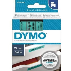 Cinta de Impresora DYMO D1 Script, 19 mm x 7 m (Ancho x Largo), Verde y Negra - Product Image 1
