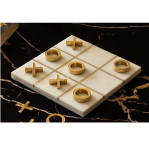 Elegante mármol blanco puro oro Tic Tac toe regalo perfecto para cumpleaños Tic Tac Toe juego de interior para niños juegos de mesa - Product Image 4