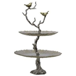 Prime Quality Mirror And High Grade Gold Plated Metal Made 2 <b>Tier</b> Attractive Look <b>Cake</b> <b>Stand</b> For Hotel And Cafe Events Supplies - Product Image 2