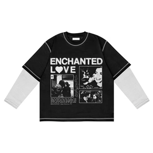 Prix de gros de qualité supérieure personnalisé de haute qualité logo double couche manches longues 100% coton imprimé t-shirt pour hommes - Product Image 5