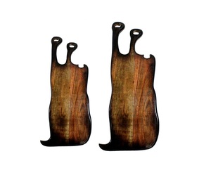 Planche à découper en bambou avec poignée Vente en gros de cuisine épaisse et en vrac ronde personnalisée personnalisée en noyer noir et acacia - Product Image 1