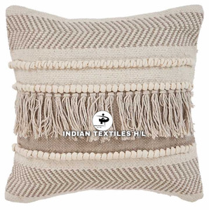 Funda de cojín con mechones de algodón y lana para decoración del hogar bohemio de lujo con borla tejida a mano fundas de almohada geométricas para interiores y exteriores - Product Image 2