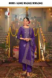 Fantaisie Evergreen Designer Outfit Viscose et Nylon Kurti Pant Broderie lourde et travail manuel avec Dupatta Online Shopping India - Product Image 5