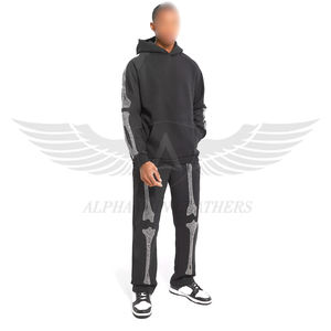 Style de pull d'extérieur Le plus récent prix de gros Training Jogging Wear Confortable Best Soft Fabric Men Rhinestone Tracksuits - Product Image 1