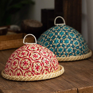 ถาดไม้ไผ่ทรงกลมทำมือสีสันน่ารักพร้อมฝาปิดป้องกันอาหารสำหรับบ้านโรงแรมงานเลี้ยงรับประทานอาหารงานแต่งงานทำจากเวียดนาม - Product Image 3