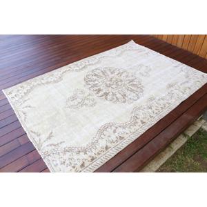 Alfombra Turca Vintage de 6.2x4.2 pies, Alfombra de Lana Blanca - Product Image 2