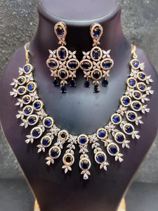 Conjunto de Collar y Aretes de Novia de Alta Calidad con Piedras de Zafiro Azul para Mujer, para Fiestas y Regalos, de la India - Product Image 3