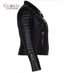 Chaqueta de cuero de mujer de piel de oveja auténtica ajustada de nuevo estilo personalizado OEM de alta calidad - Product Image 2