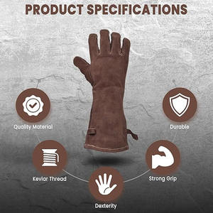 Guantes de Seguridad de Cuero Vacuno Reforzado, para Trabajo Pesado, Industria, Bomberos, Barbacoa, Protección de Manos, Uso General - Product Image 3