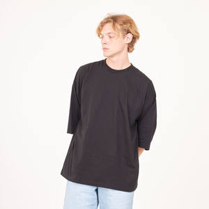 T-shirts à col rond/col en V unisexe 100% coton 370-380 grammes Épaule tombante Décontracté Manches hautes Vêtements surdimensionnés directs pour hommes - Product Image 1