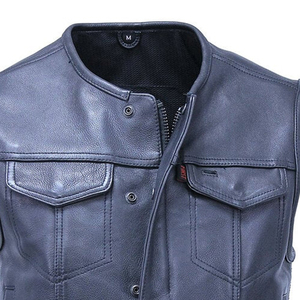 Chaleco de cuero de lona transpirable personalizado para hombre 2024, ropa exterior Reversible de invierno y verano de alta calidad, impermeable a prueba de viento - Product Image 6