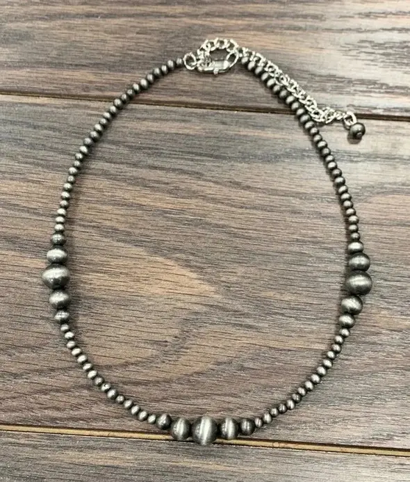 Southwestern oxidized Bandera silver Navajo pearl choker necklace western jewelry