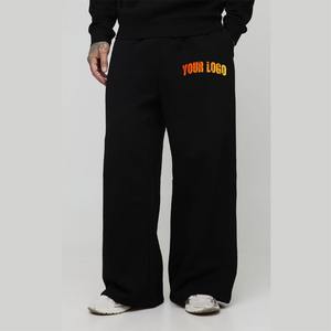 Nouveau arrivé 100% coton coupe décontractée jambe large pantalons pour hommes vêtements décontractés d'hiver couleur unie poids lourd personnalisé lavé homme pantalon - Product Image 4