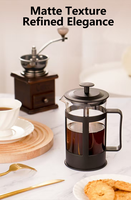 Nouvelle cafetière à piston en verre à double paroi de 1000 ml, résistante à la chaleur, avec revêtement anti-corrosion, compatible eau bouillante, style classique