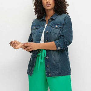 Veste en jean décontractée à manches longues pour femmes respirant quantité minimale de commande bas chaud élégant lavé personnalisé femmes veste en jean - Product Image 5