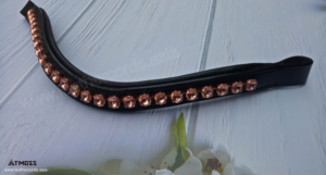 Diadema de Cuero Premium para Caballo con Cristales de Oro Rosa, Accesorio Ecuestre de Lujo para Brida y Cabezada - Product Image 2