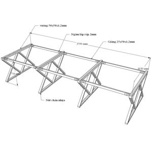 XConcept HBXC009 Mesa Modular de 6 Piezas 120x360cm Madera de Caucho Diseño Contemporáneo Minimalista Muebles de Oficina Madera Melamina Metal - Product Image 6