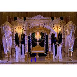 Escenario de Boda de Lujo Clásico y Elegante al Estilo Bollywood, Decoración de Fibra de Vidrio Ligera, Tamaño Personalizado, para Bodas Hindúes - Product Image 1