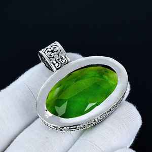 จี้พลอยเพอริดอทสีเขียว เงินแท้ 925 ทำมือ ของขวัญสำหรับผู้หญิง จี้โดดเด่น ของขวัญวันครบรอบ - Product Image 2