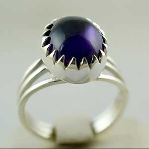 Navya Craft's Modern Luxury Handmade 925 Sterling Silver Amethyst Oval <b>Statement</b> <b>Ring</b> with Bezel Setting Religious Style Gift - Product Image 5