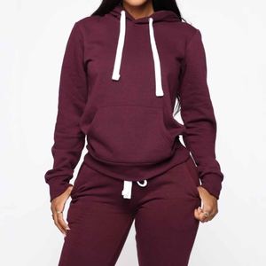 Vêtements de sport Ensemble de survêtements pour femmes Bleu Coton Polaire OEM Vêtements d'entraînement pour femmes personnalisés Deux pièces Jogging Suit Pullover Survêtement - Product Image 1