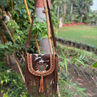 Sac bandoulière bohème en cuir véritable à imprimés animaliers pour femme, durable avec fermeture éclair, pour les voyages quotidiens, printemps, été, automne