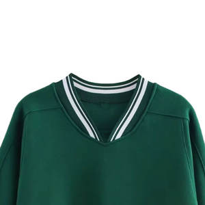 Sudaderas de Moda para Mujer 2026, Estilo Vintage, Cuello en V, Tejido de Lana, Antiarrugas, 100% Poliéster, Estampado Decorativo Jet Fleet, Casual Chic - Product Image 3