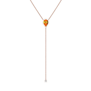 สร้อยคอ Lariat ซิทรินทองคําแท้พร้อมการออกแบบหยดเพชรผู้ผลิตเครื่องประดับโซ่ทองคําเหลือง 18k แข็ง - Product Image 4