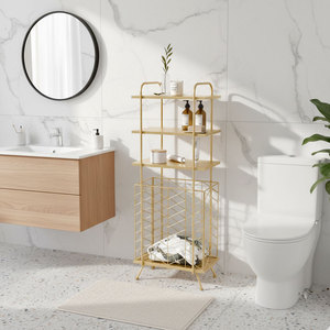KPT68030 Bathroom Shelves with Iron Frame and Storage <b>Basket</b> Practical and Stylish - Product Image 2