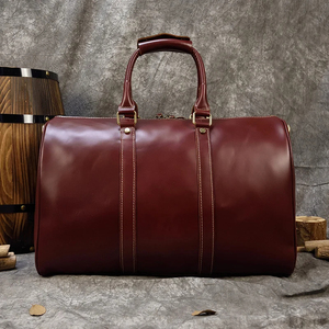 Genuine Leather Foldable Portable Large Capacity Weekender <b>Duffel</b> <b>Bag</b> with Zipper Closure for Travel Durable Design - Product Image 1