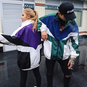 Veste coupe-vent imperméable pour hommes Service OEM Fermeture éclair complète Patchwork Color block Veste de survêtement unisexe des années 90 pour hommes - Product Image 3