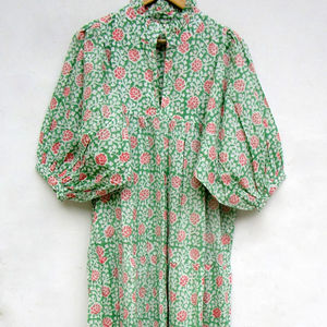 2023 Best Quality <b>Printed</b> Women's Long Maxi <b>Dress</b> Partywear with Button Decoration Washable Fabric-Direct <b>Indian</b> Manufacturer - Product Image 1