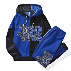 Conjunto de chándal y pantalones de chándal holgados de gran tamaño para hombre, conjunto de Sudadera con capucha y pantalones de chándal, estilo informal estampado para seguimiento de verano - Product Image 1